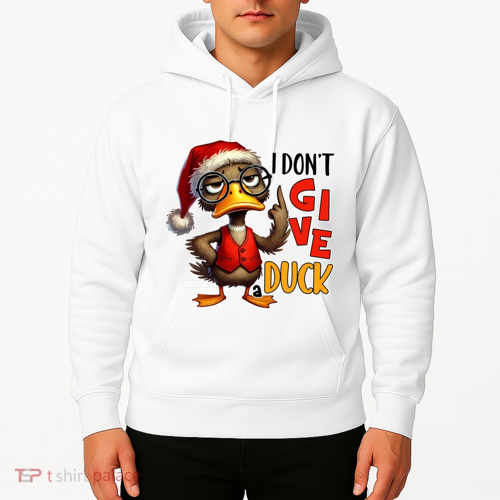 I Dont Give A Duck Funny Sarcastic Grumpy Duck Christmas Hoodie