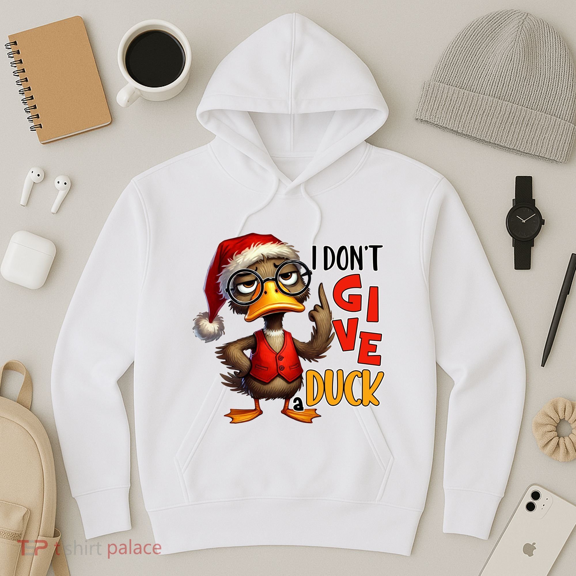 I Dont Give A Duck Funny Sarcastic Grumpy Duck Christmas Hoodie