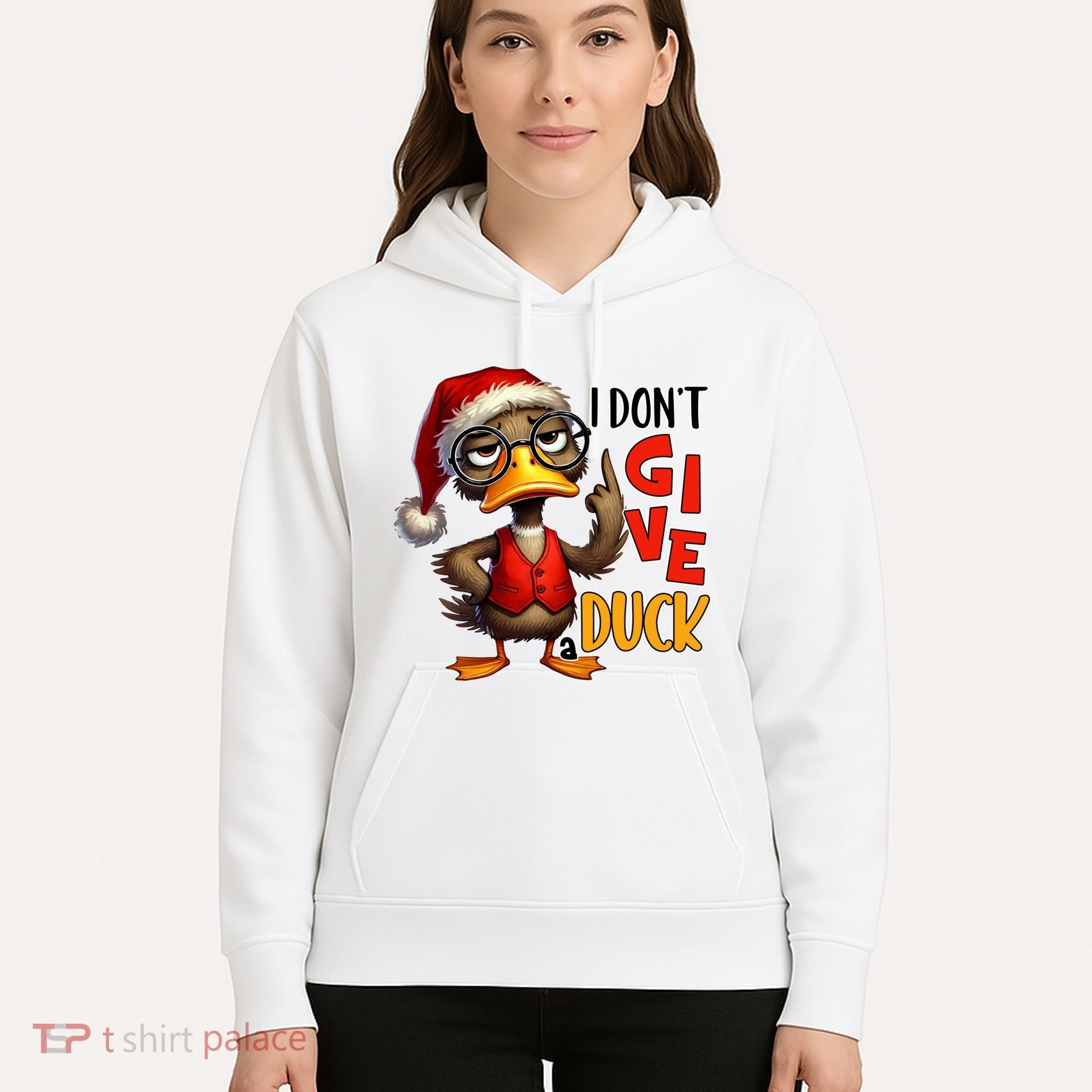 I Dont Give A Duck Funny Sarcastic Grumpy Duck Christmas Hoodie