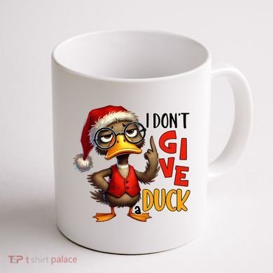 I Dont Give A Duck Funny Sarcastic Grumpy Duck Christmas Coffee Mug back