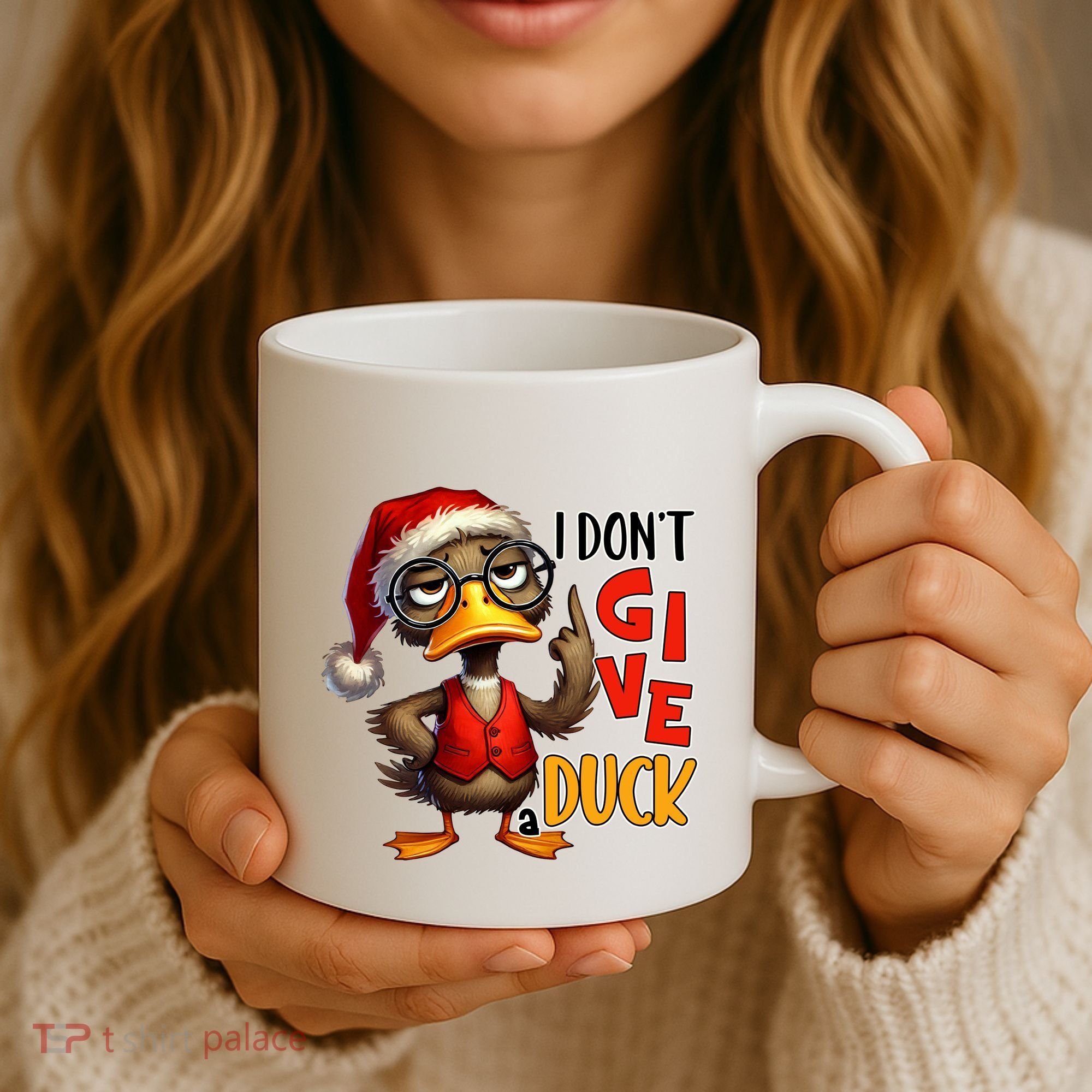 I Dont Give A Duck Funny Sarcastic Grumpy Duck Christmas Coffee Mug