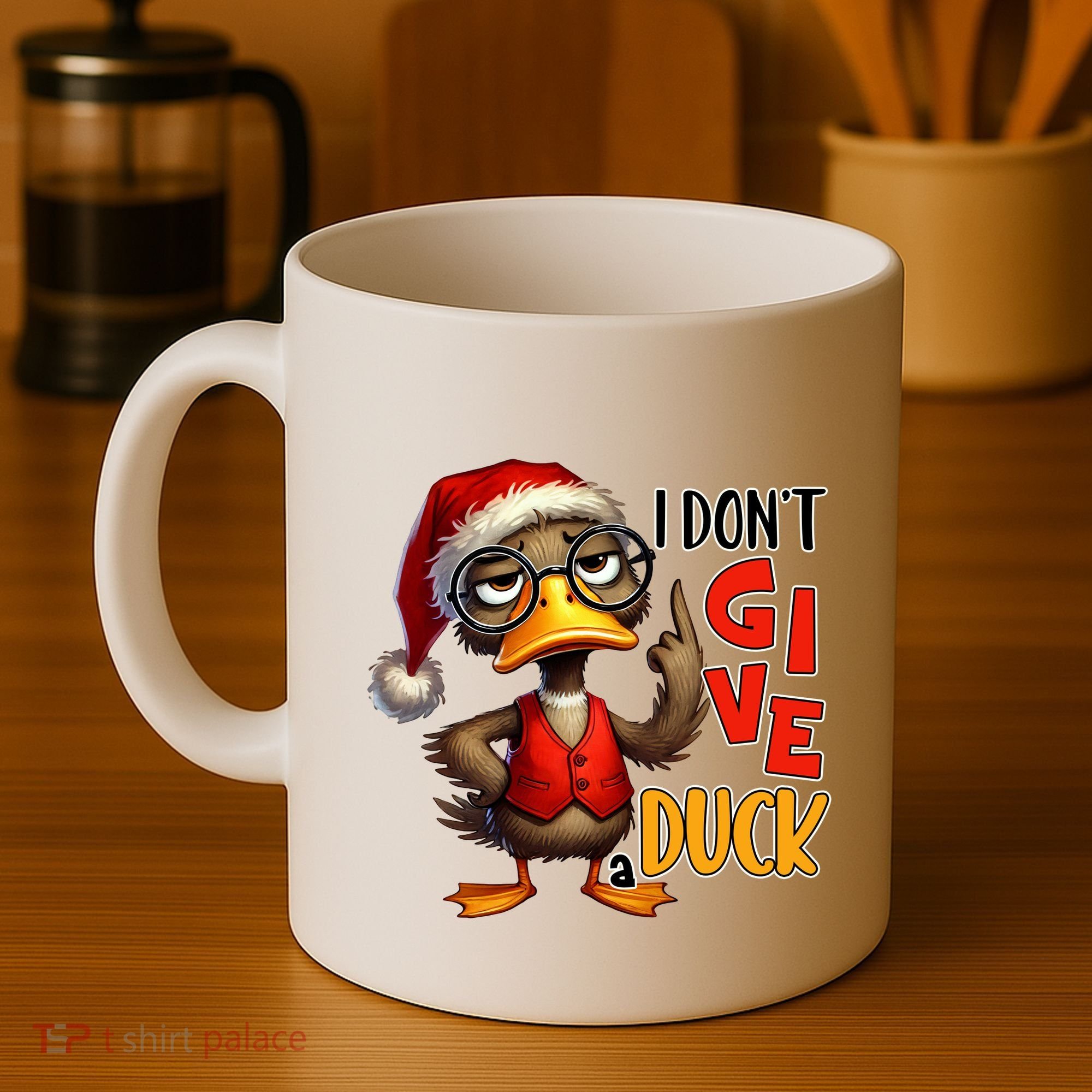 I Dont Give A Duck Funny Sarcastic Grumpy Duck Christmas Coffee Mug