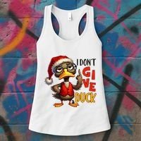 I Dont Give A Duck Funny Sarcastic Grumpy Duck Christmas Women's Tank Top thumb 3