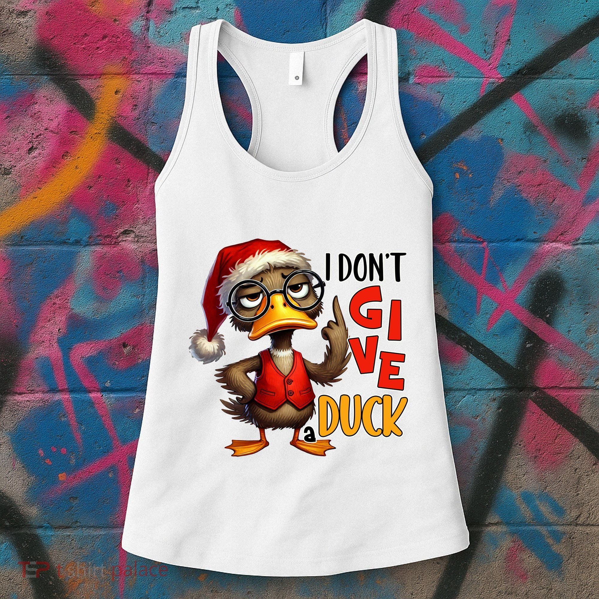 I Dont Give A Duck Funny Sarcastic Grumpy Duck Christmas Women's Tank Top