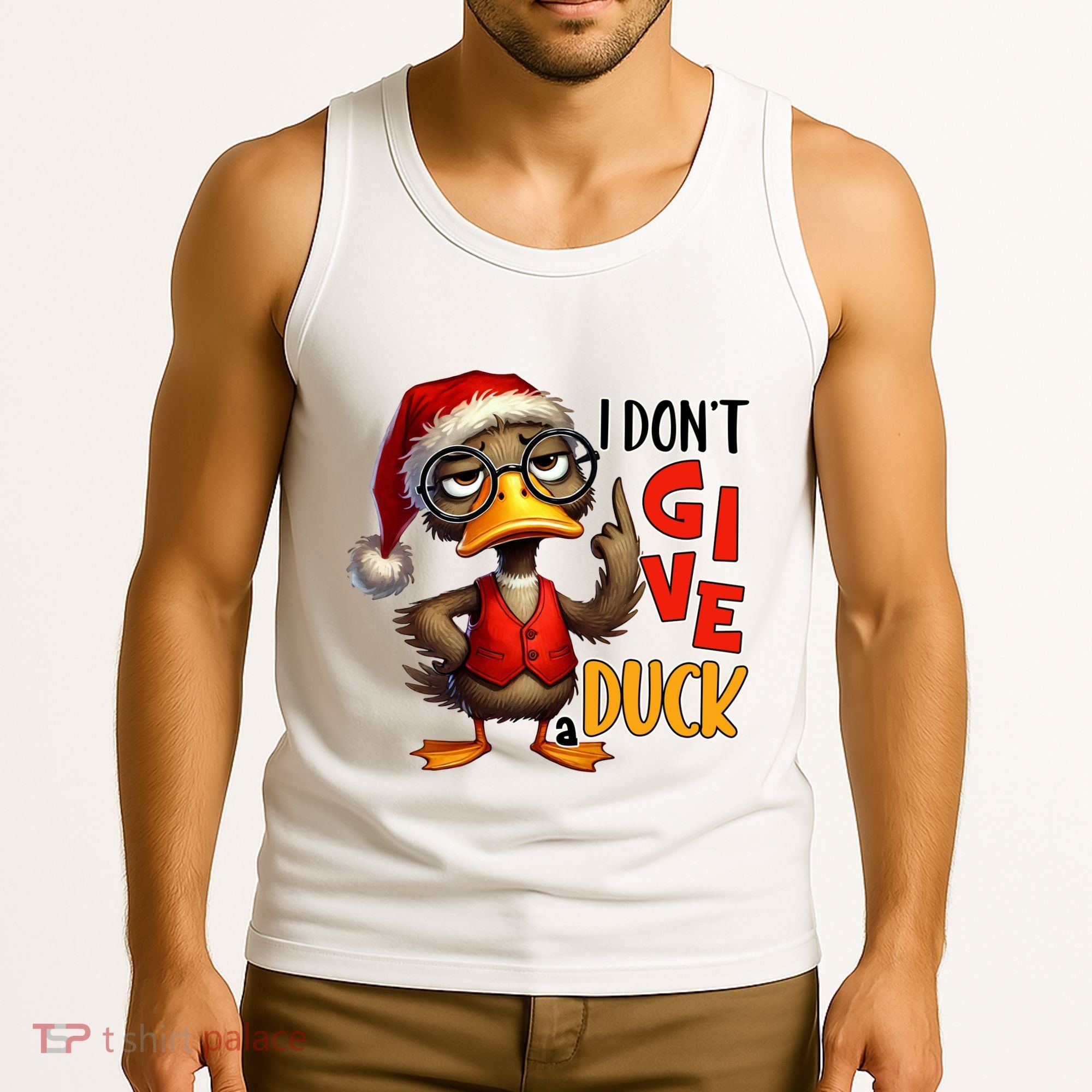 I Dont Give A Duck Funny Sarcastic Grumpy Duck Christmas Tank Top