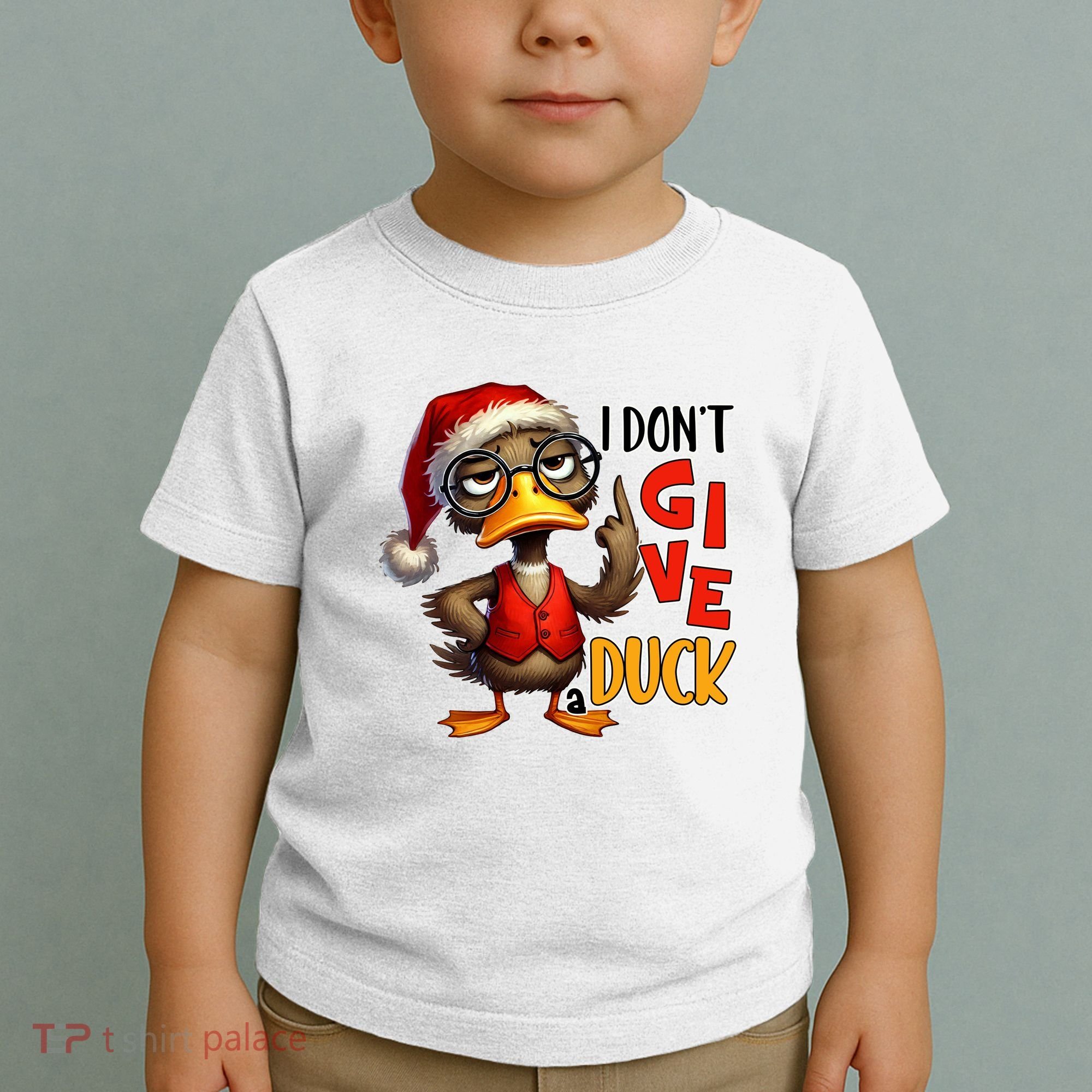I Dont Give A Duck Funny Sarcastic Grumpy Duck Christmas Toddler T-Shirt