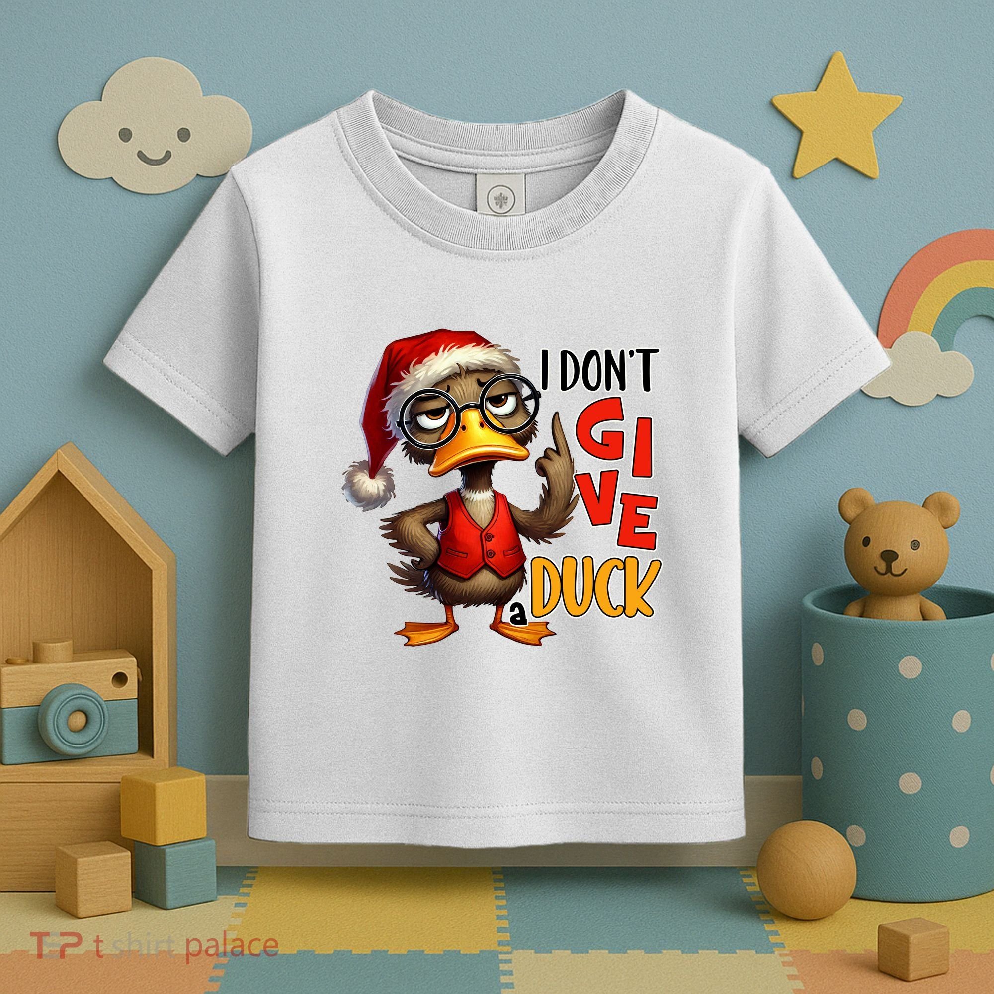 I Dont Give A Duck Funny Sarcastic Grumpy Duck Christmas Toddler T-Shirt
