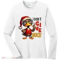I Dont Give A Duck Funny Sarcastic Grumpy Duck Christmas Women's Long Sleeve Shirt thumb 0