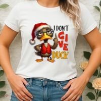 I Dont Give A Duck Funny Sarcastic Grumpy Duck Christmas Women's T-Shirt thumb 2