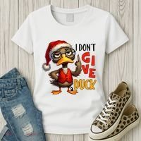 I Dont Give A Duck Funny Sarcastic Grumpy Duck Christmas Women's T-Shirt thumb 3