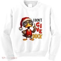 I Dont Give A Duck Funny Sarcastic Grumpy Duck Christmas Kids Sweatshirt thumb 0
