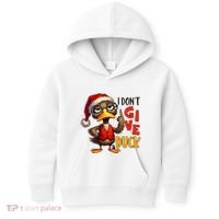 I Dont Give A Duck Funny Sarcastic Grumpy Duck Christmas Kids Hoodie thumb 0