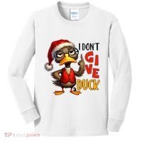 I Dont Give A Duck Funny Sarcastic Grumpy Duck Christmas Kids Long Sleeve Shirt thumb 0