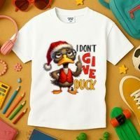 I Dont Give A Duck Funny Sarcastic Grumpy Duck Christmas Kids T-Shirt thumb 3