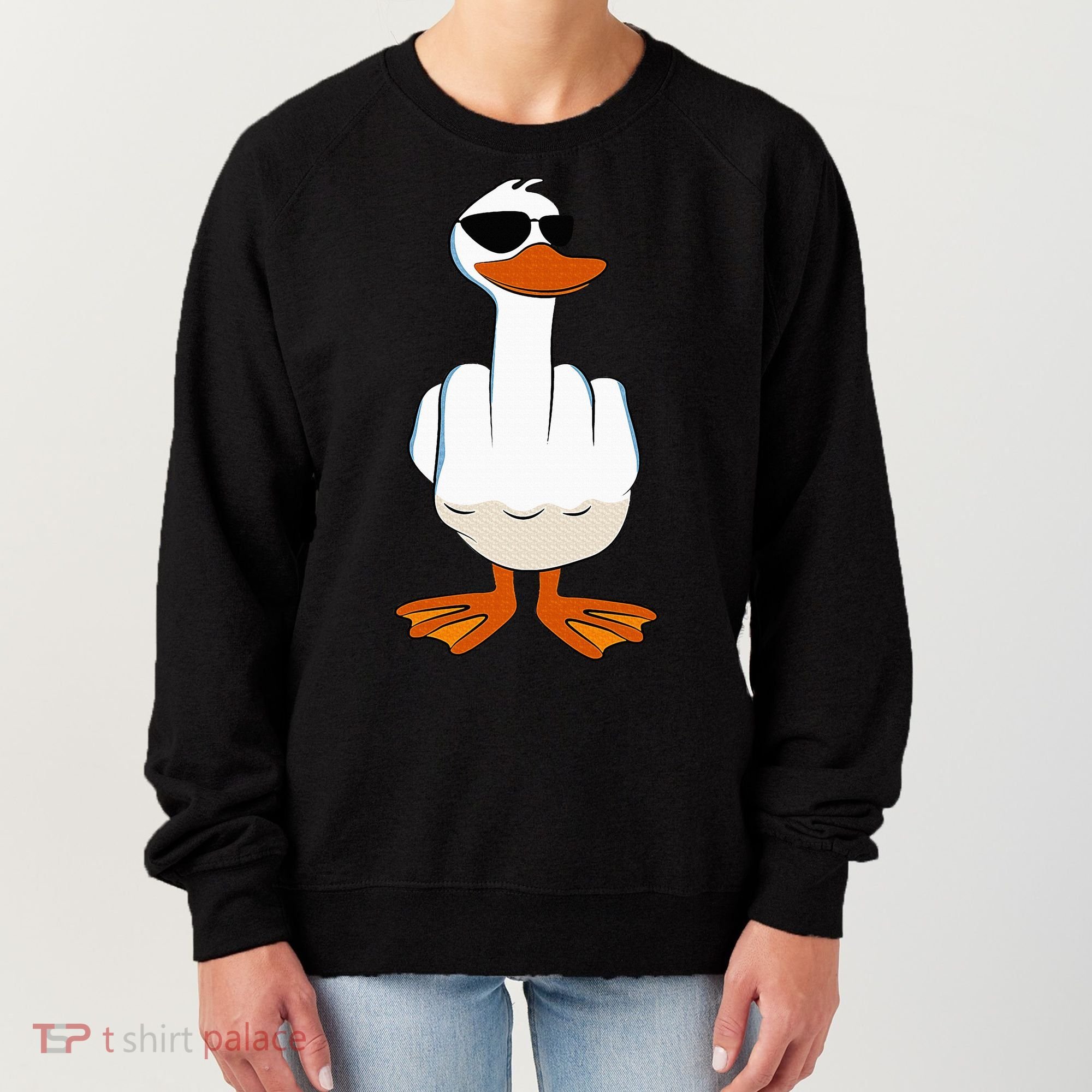 I DonT Give A Duck Funny Middle Finger Offensive Rude Duck Women's Sweatshirt