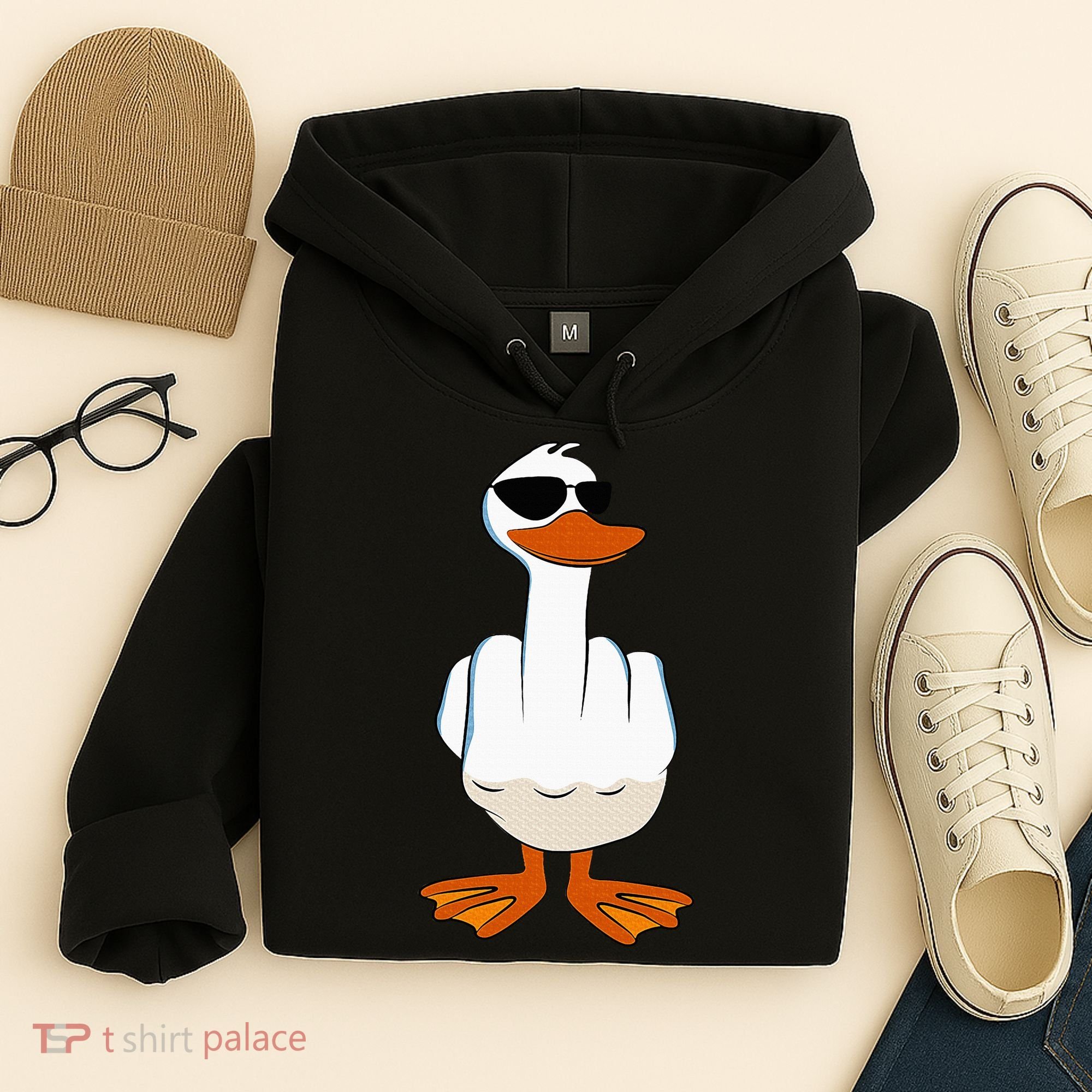 I DonT Give A Duck Funny Middle Finger Offensive Rude Duck Hoodie