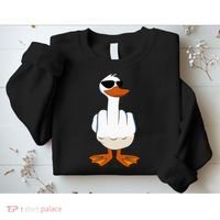 I DonT Give A Duck Funny Middle Finger Offensive Rude Duck Sweatshirt thumb 2