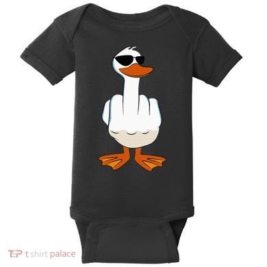 I DonT Give A Duck Funny Middle Finger Offensive Rude Duck Baby Bodysuit