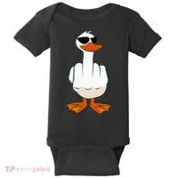 I DonT Give A Duck Funny Middle Finger Offensive Rude Duck Baby Bodysuit thumb 0