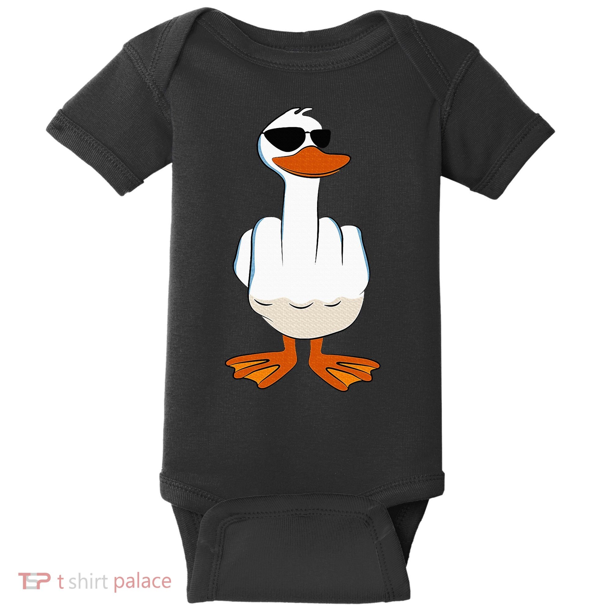 I DonT Give A Duck Funny Middle Finger Offensive Rude Duck Baby Bodysuit