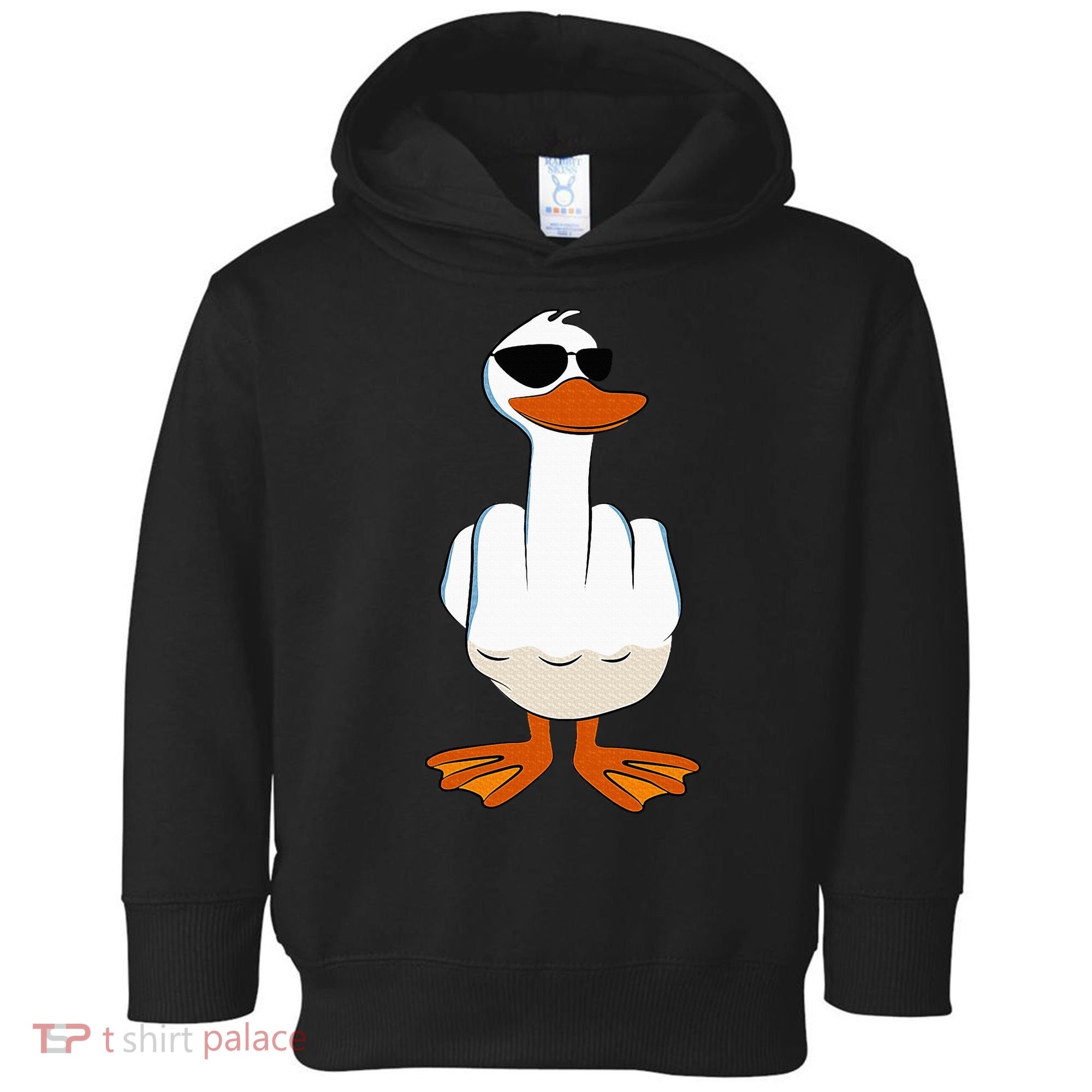 I DonT Give A Duck Funny Middle Finger Offensive Rude Duck Toddler Hoodie