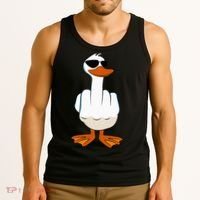I DonT Give A Duck Funny Middle Finger Offensive Rude Duck Tank Top thumb 3