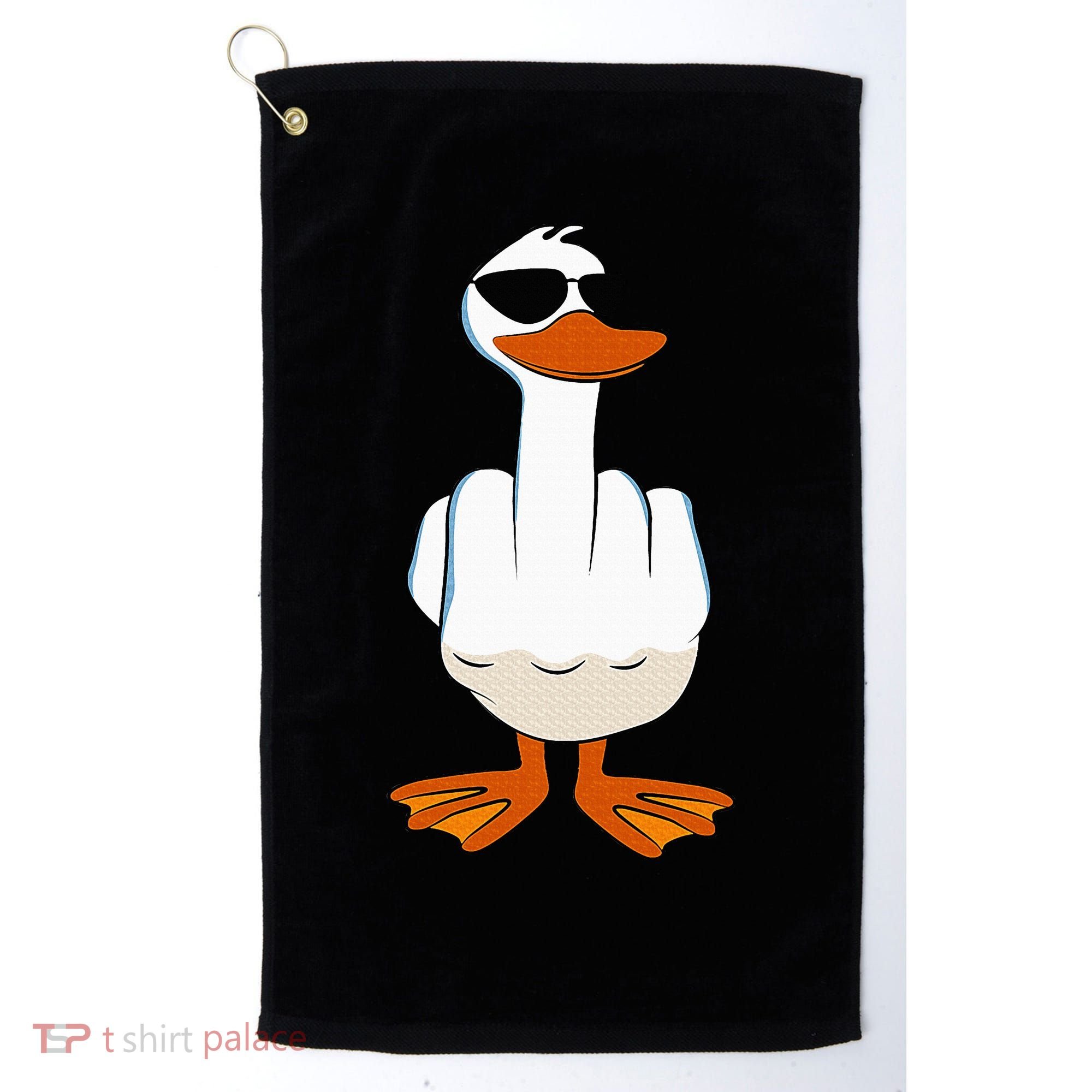 I DonT Give A Duck Funny Middle Finger Offensive Rude Duck Golf Towel