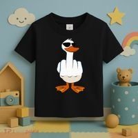 I DonT Give A Duck Funny Middle Finger Offensive Rude Duck Toddler T-Shirt thumb 3