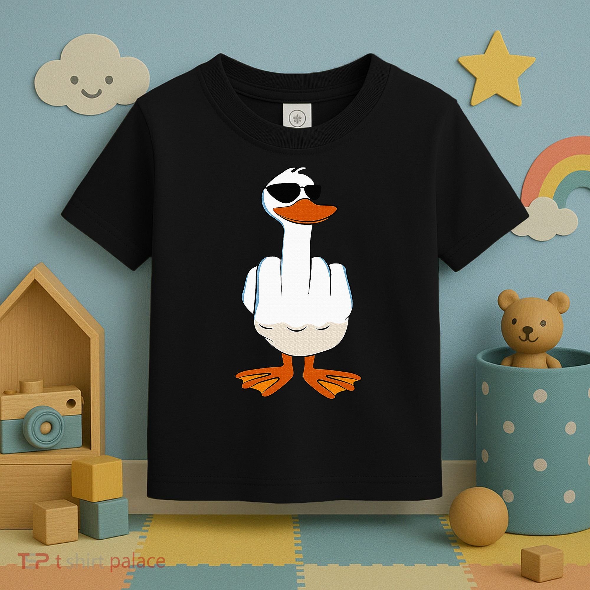 I DonT Give A Duck Funny Middle Finger Offensive Rude Duck Toddler T-Shirt