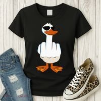 I DonT Give A Duck Funny Middle Finger Offensive Rude Duck Women's T-Shirt thumb 3