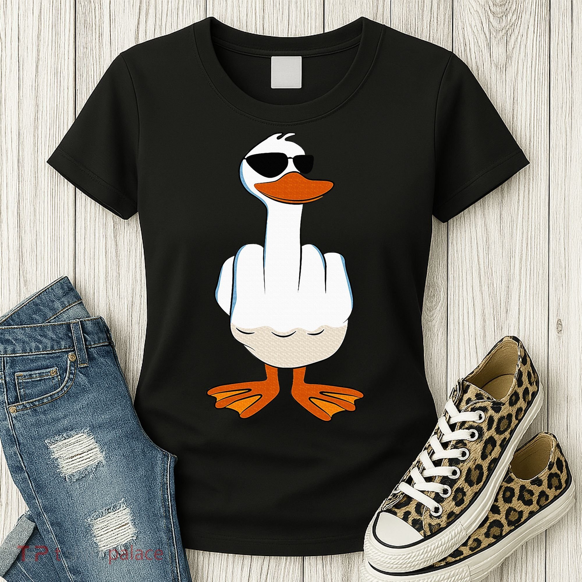 I DonT Give A Duck Funny Middle Finger Offensive Rude Duck Women's T-Shirt