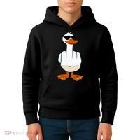I DonT Give A Duck Funny Middle Finger Offensive Rude Duck Kids Hoodie thumb 4