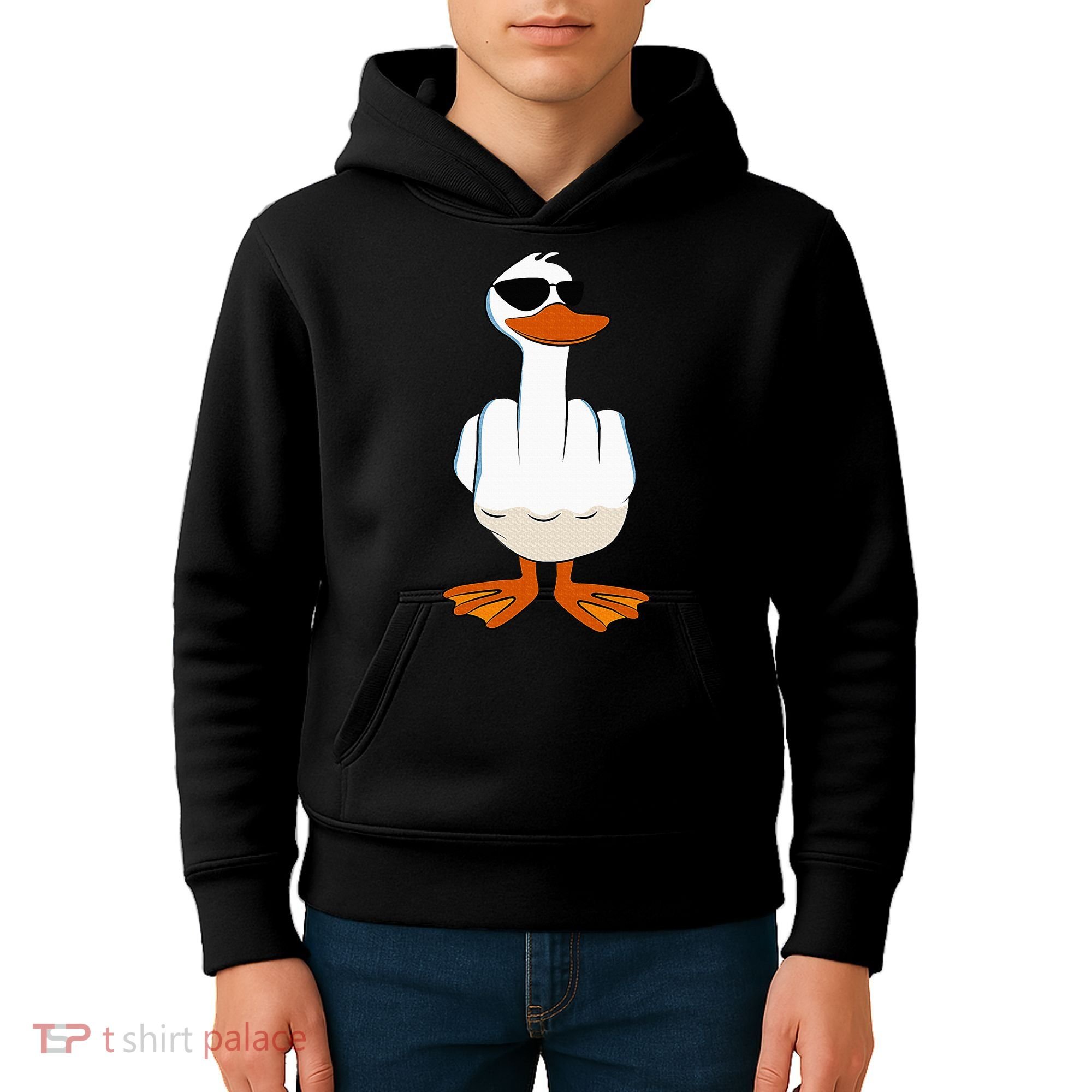 I DonT Give A Duck Funny Middle Finger Offensive Rude Duck Kids Hoodie