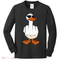 I DonT Give A Duck Funny Middle Finger Offensive Rude Duck Kids Long Sleeve Shirt thumb 0