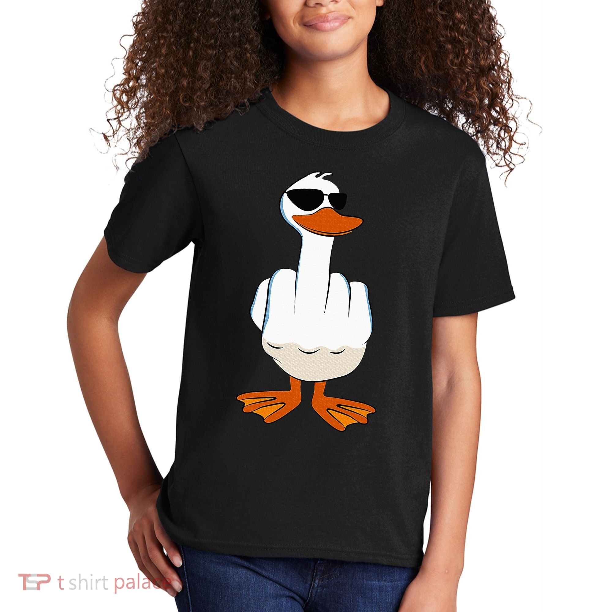 I DonT Give A Duck Funny Middle Finger Offensive Rude Duck Kids T-Shirt