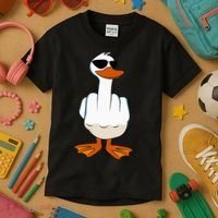 I DonT Give A Duck Funny Middle Finger Offensive Rude Duck Kids T-Shirt thumb 3