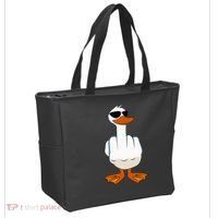 I DonT Give A Duck Funny Middle Finger Offensive Rude Duck Tote Bag thumb 2