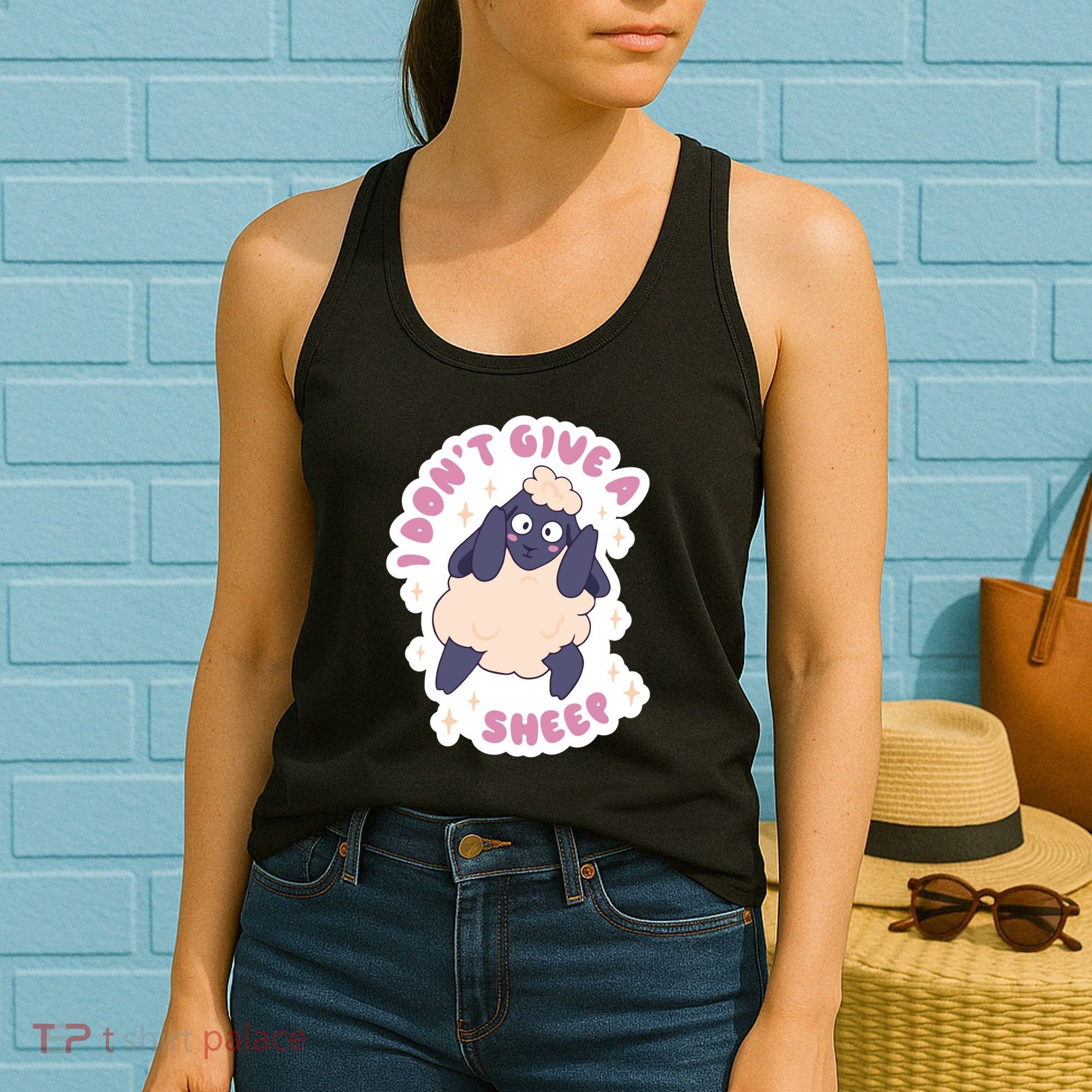 I Don't Give A Sheep Funny Women's Tank Top