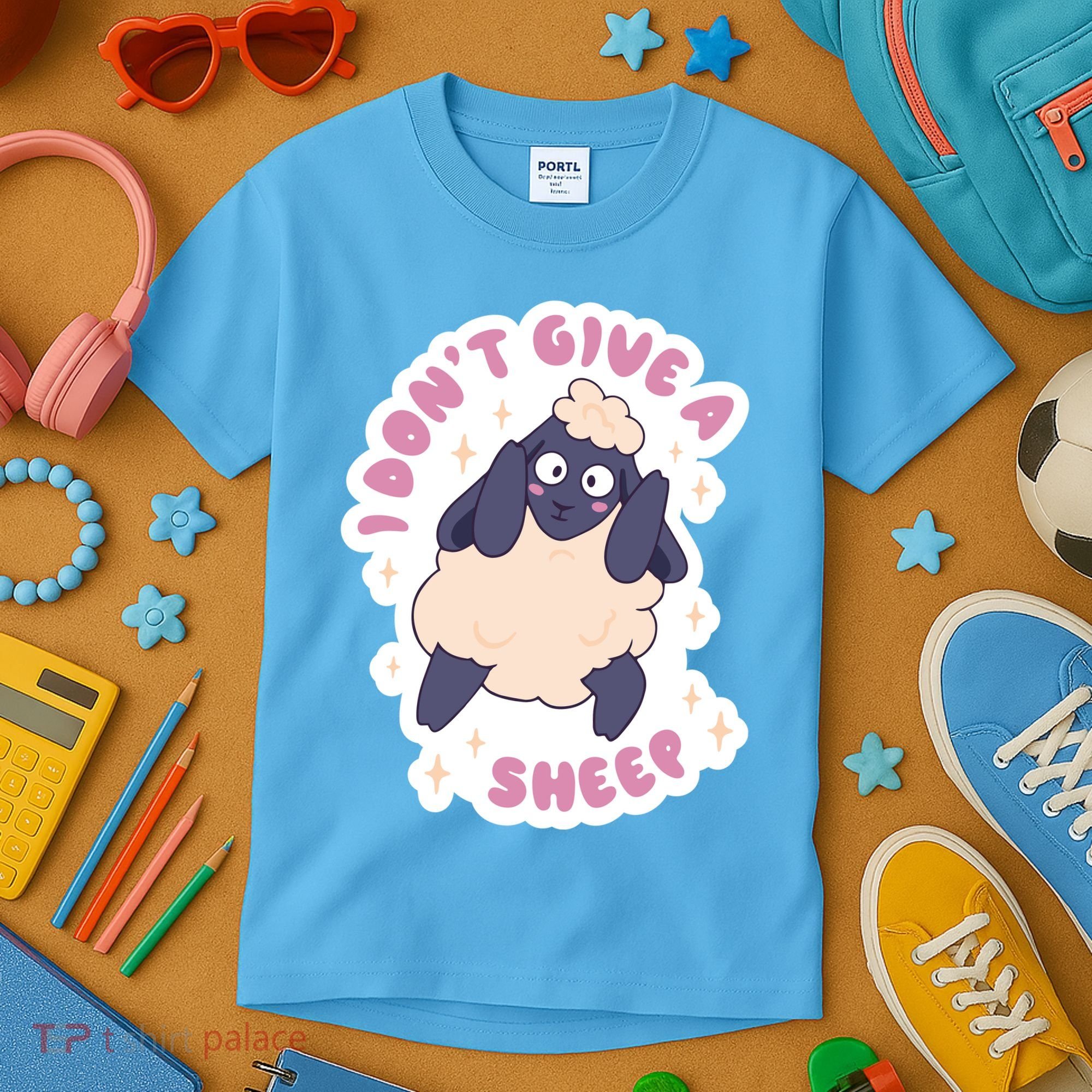 I Don't Give A Sheep Funny Kids T-Shirt