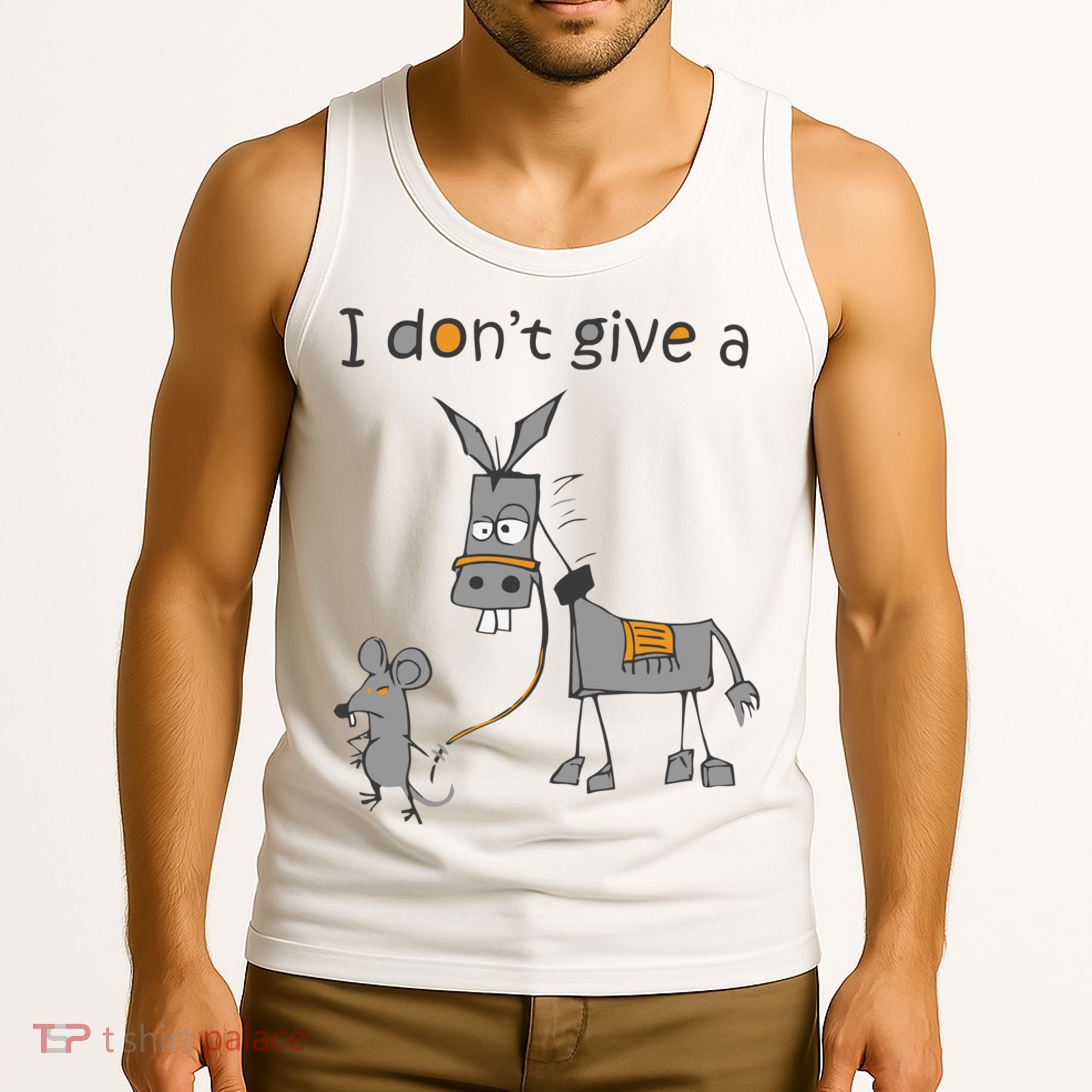 I Don't Give A Rat Ass Donkey And Mouse Walking Funny Gift Tank Top