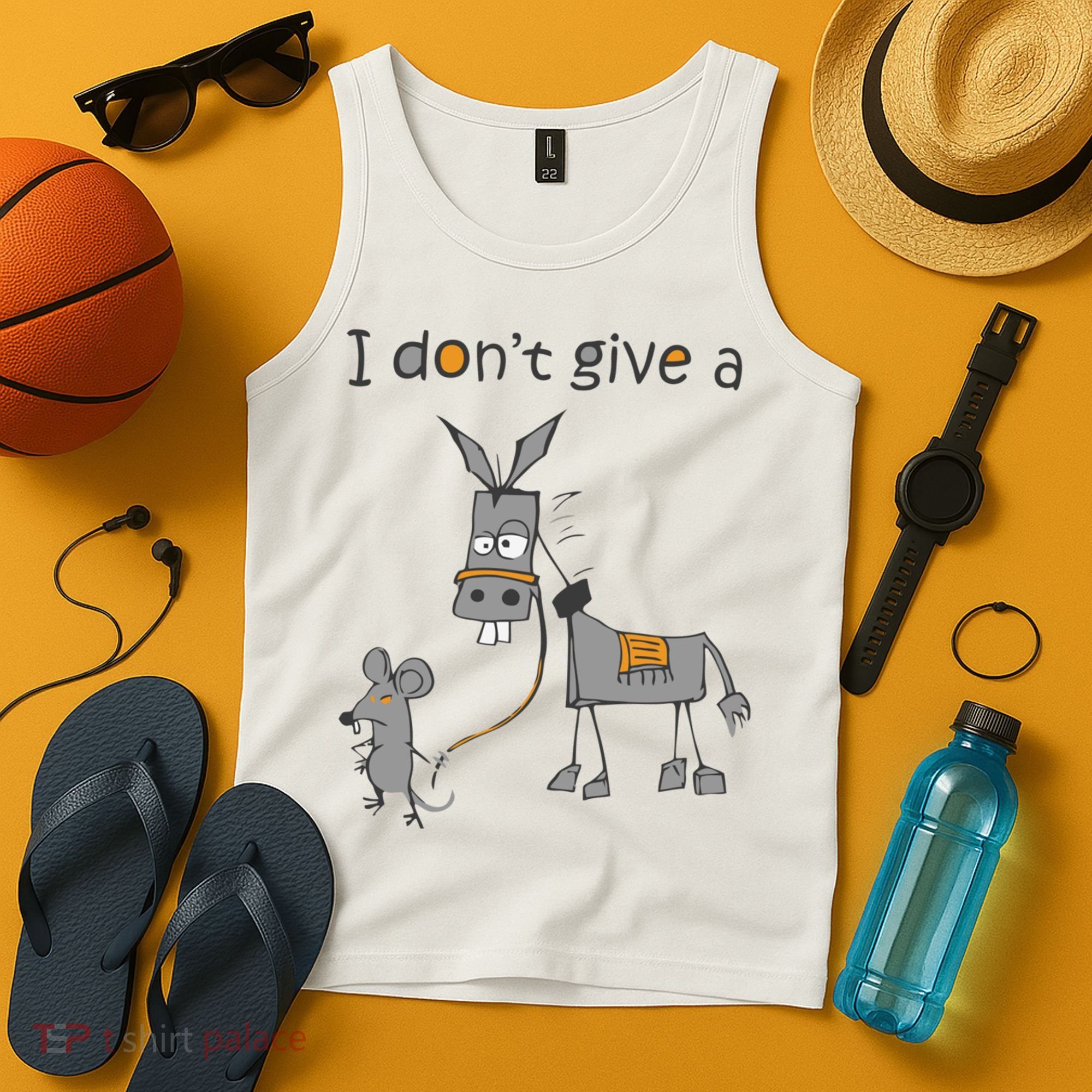 I Don't Give A Rat Ass Donkey And Mouse Walking Funny Gift Tank Top