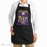 I DonT Have A Gender I Have Anxiety Non Binary Skeleton Apron thumb 2