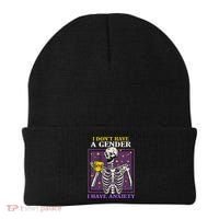 I DonT Have A Gender I Have Anxiety Non Binary Skeleton Beanie thumb 0