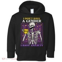 I DonT Have A Gender I Have Anxiety Non Binary Skeleton Toddler Hoodie thumb 0