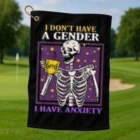 I DonT Have A Gender I Have Anxiety Non Binary Skeleton Golf Towel thumb 1