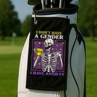 I DonT Have A Gender I Have Anxiety Non Binary Skeleton Golf Towel thumb 2