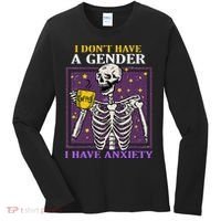 I DonT Have A Gender I Have Anxiety Non Binary Skeleton Women's Long Sleeve Shirt thumb 0