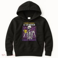 I DonT Have A Gender I Have Anxiety Non Binary Skeleton Kids Hoodie thumb 0