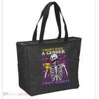 I DonT Have A Gender I Have Anxiety Non Binary Skeleton Tote Bag thumb 2