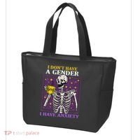 I DonT Have A Gender I Have Anxiety Non Binary Skeleton Tote Bag thumb 3